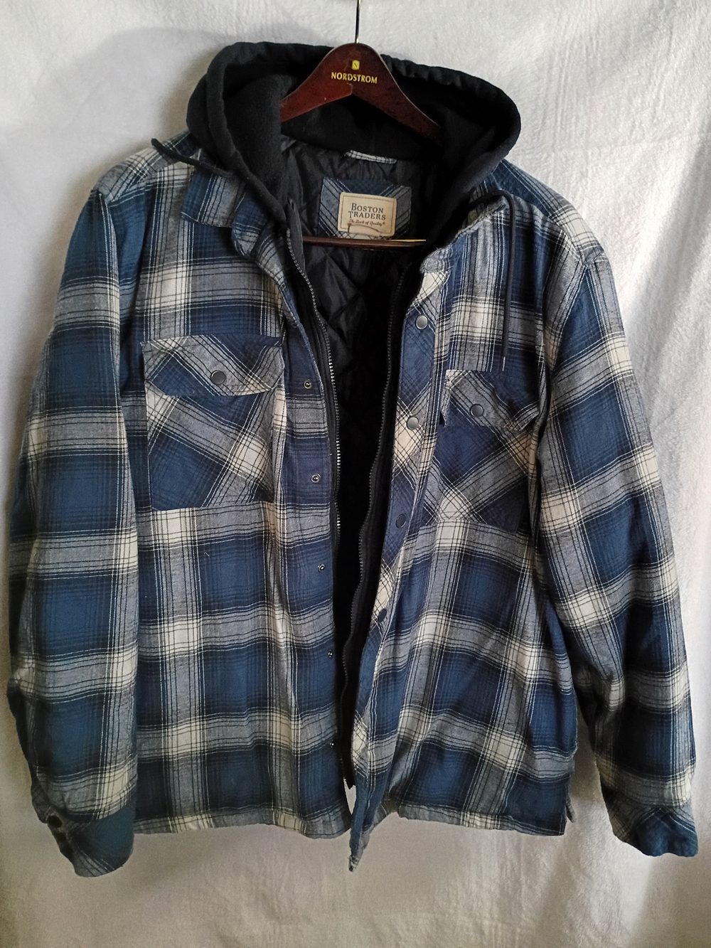 Boston Traders Men’s Blue Plaid Hooded Jacket